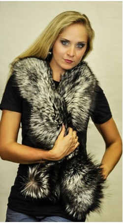 Silver fox fur scarf 